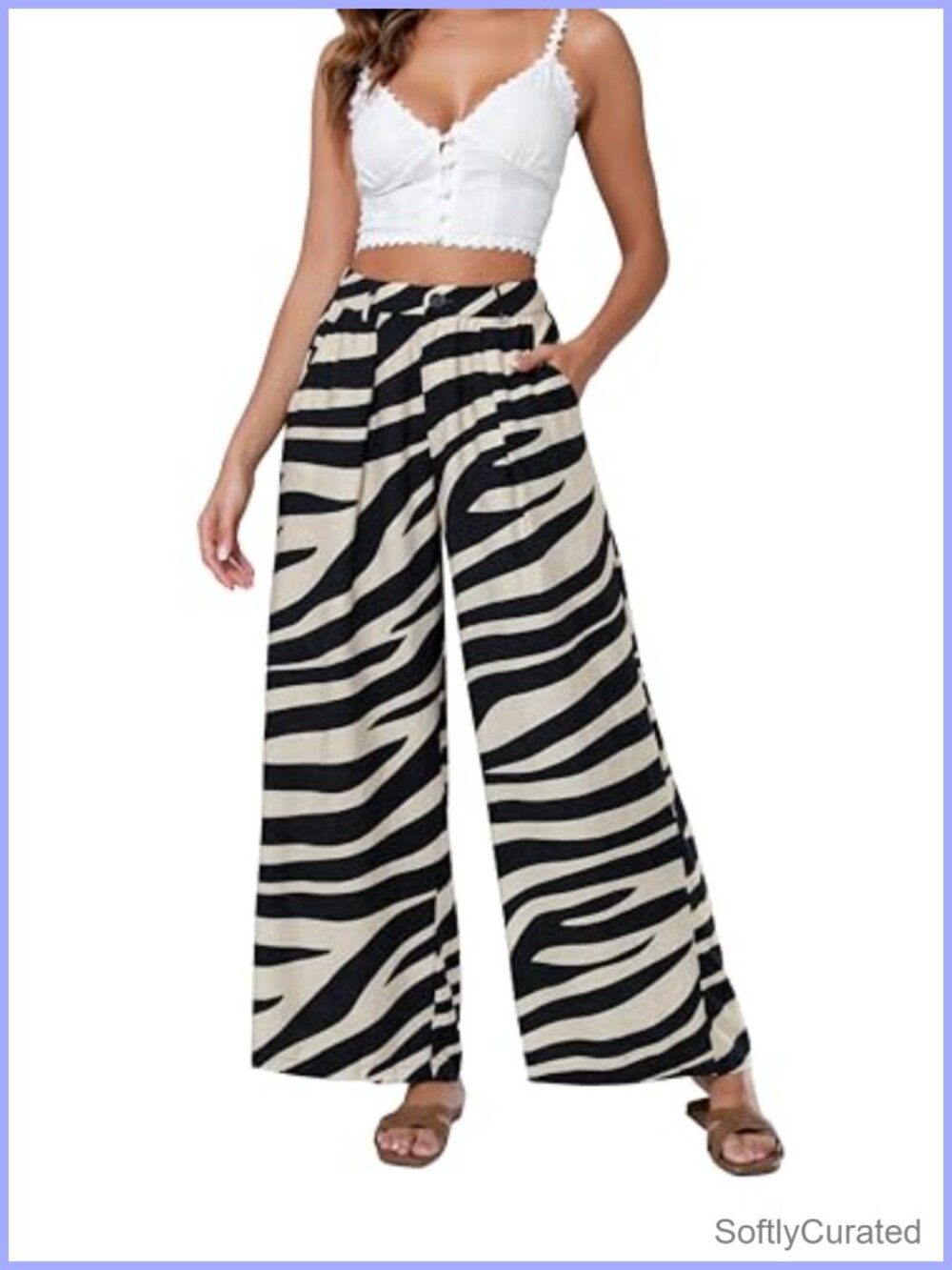 Wide Leg Palazzo Dress Pants High Waist Elastic Waist Business Casual